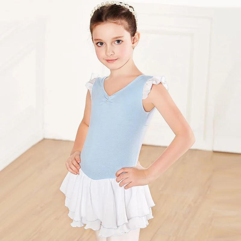 2 шт. шифоновое балетное платье с коротким рукавом | Детская одежда и обувь