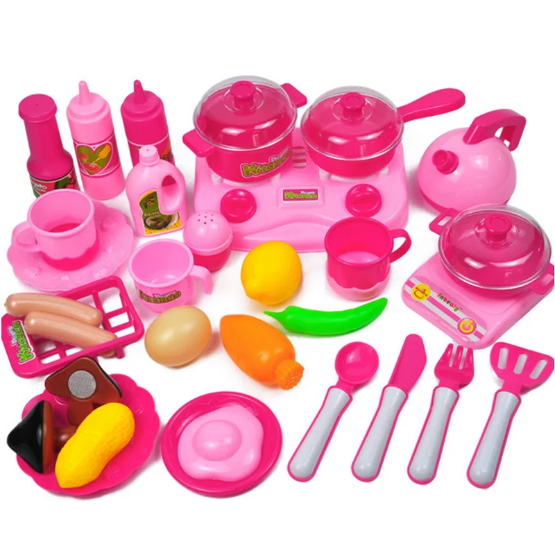 

33 Pieces Children Mini Kitchen Cookware Pot Pan Kids Pretend Cook Play Toy Simulation Kitchen Utensils Toys Set Children gift