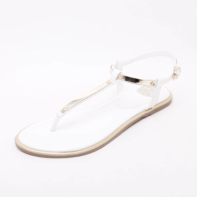 White YIKUYUBO/; модные сандалии на плоской подошве для женщин; летние женские туфли-лодочки; босоножки на ремешке с пряжкой; Цвет Черный; большие размеры; пляжные женские сандалии - Цвет: White