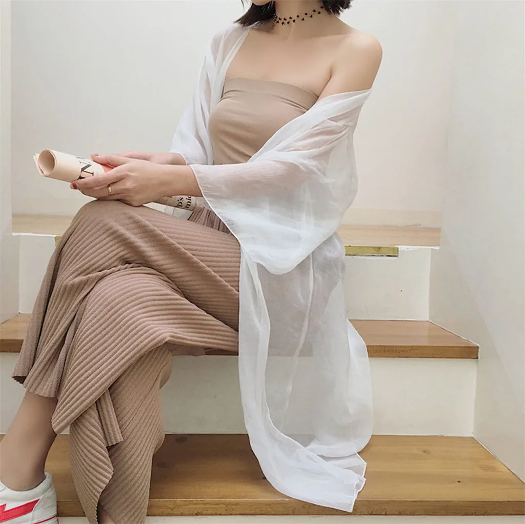 Летняя модная Солнцезащитная блузка с расклешенными рукавами повседневные