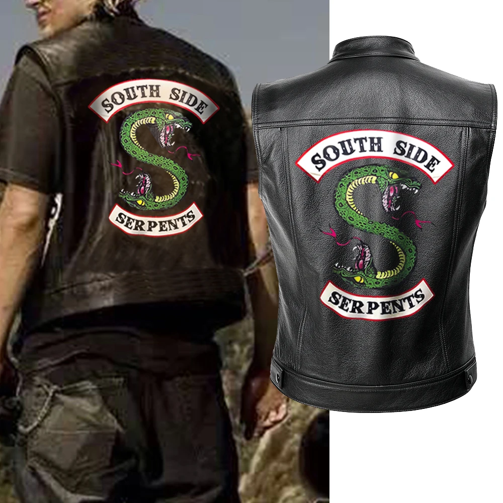 Мужская кожаная мотоциклетная куртка Riverdale мужские Весенние куртки South Side Serpents