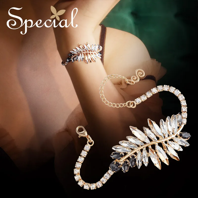 Special European and American leaves bracelet feminine tide lined with white hand fine champagne forest castle | Украшения и