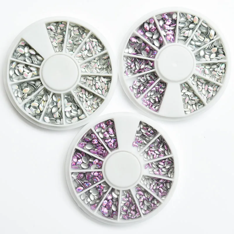 AB цвета 1 колесо микс страз для дизайна ногтей украшения металлические блёстки