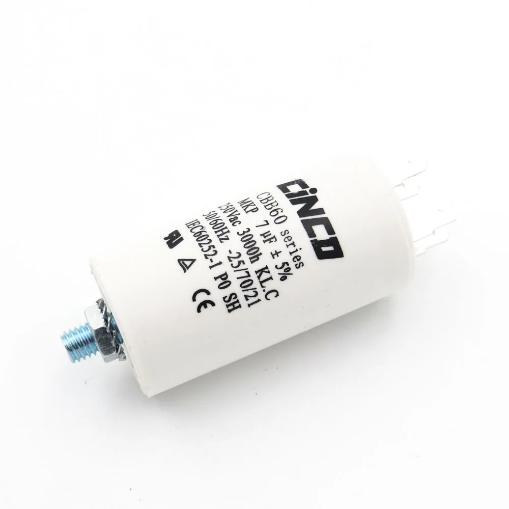 7 MFD 250VAC CBB60 моторные конденсаторы 4pin SH DB полипропиленовая Пленка Ac 250V 220V Водяной