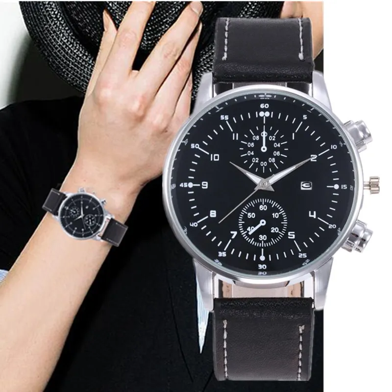 

Mens Watches Top Brand Luxury Quartz Calendar Watch Men Casual Leather Military Sport Wrist Watch Relogio Masculino reloj mujer