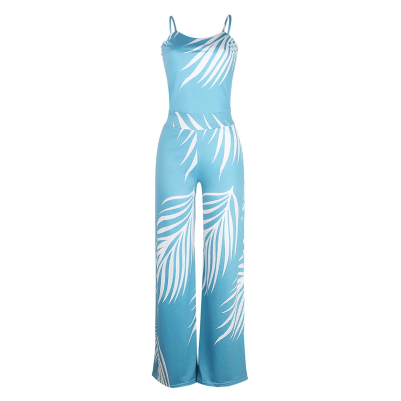 

2019 Summer Playsuits Fashion Sexy Casual Bodysuits Temperament Print Sleeveless Large Size Long Boot Cut Jumpsuit Women CW542