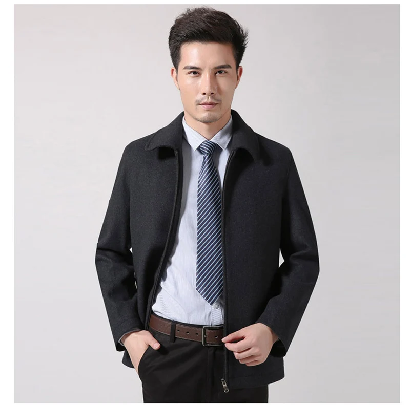 

Vogue Winter Single Breasted Woolen Coats Mens Wool Jackets Turn-down Collar Wool Blends Overcoat Long Cashmere Wool Coat