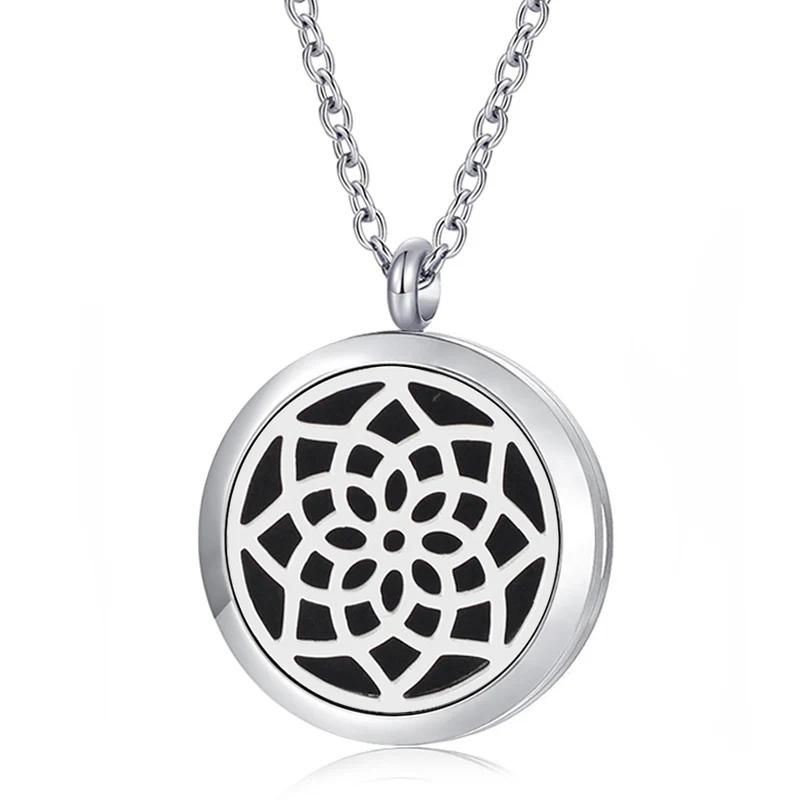 

With Chain as Gift! New Fashion 27m Silver Color Magnetic Aroma Locket 316L Stainless Steel Oil Diffuser Pendant Necklace