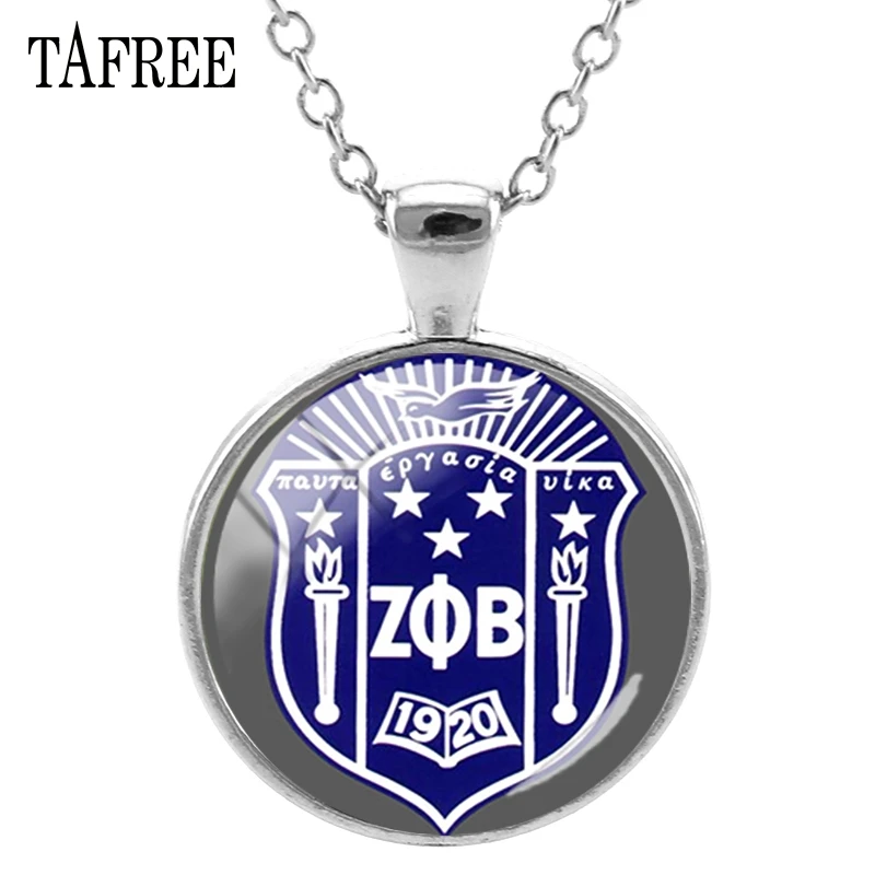 TAFREE Zeta Pa Beta ожерелье Z & B круглое с подвеской стеклянный кабошон модный греческий