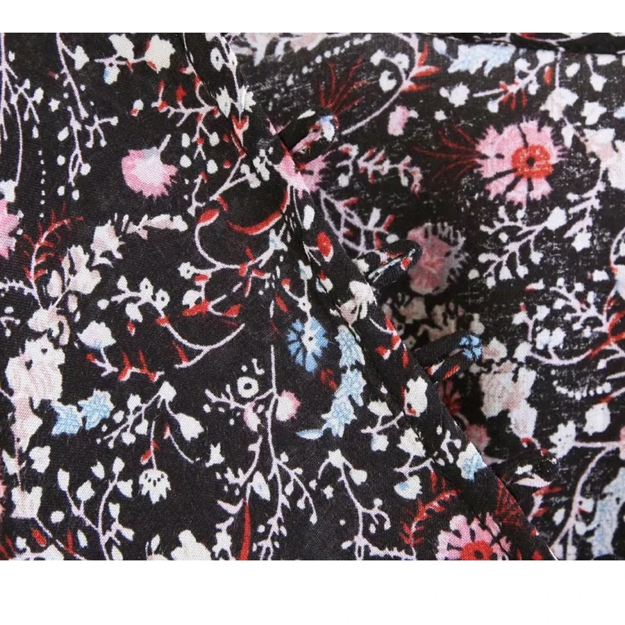 Женская блузка в стиле бохо с длинным рукавом и треугольным вырезом из хлопка