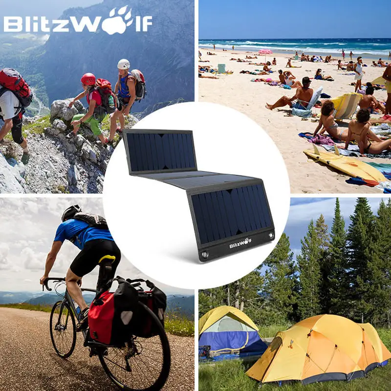 BlitzWolf 28 Вт солнечный power Bank солнечная панель портативное зарядное устройство