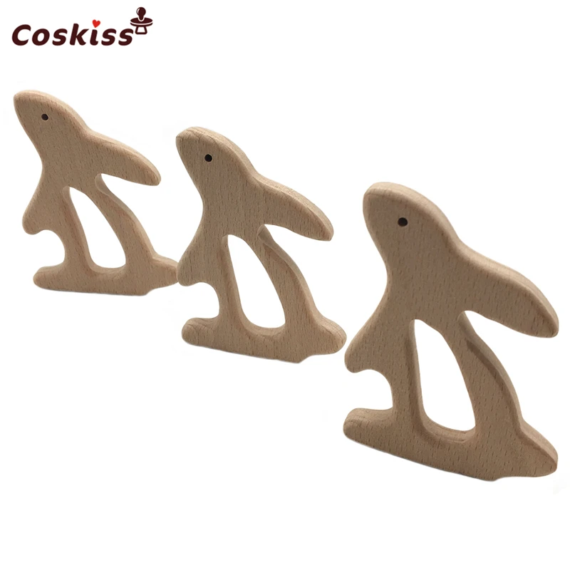 Mordedor de madera de haya para beb&eacute;, accesorios para collar de lactancia, puede masticar animales, regalo DIY para Baby Shower-3