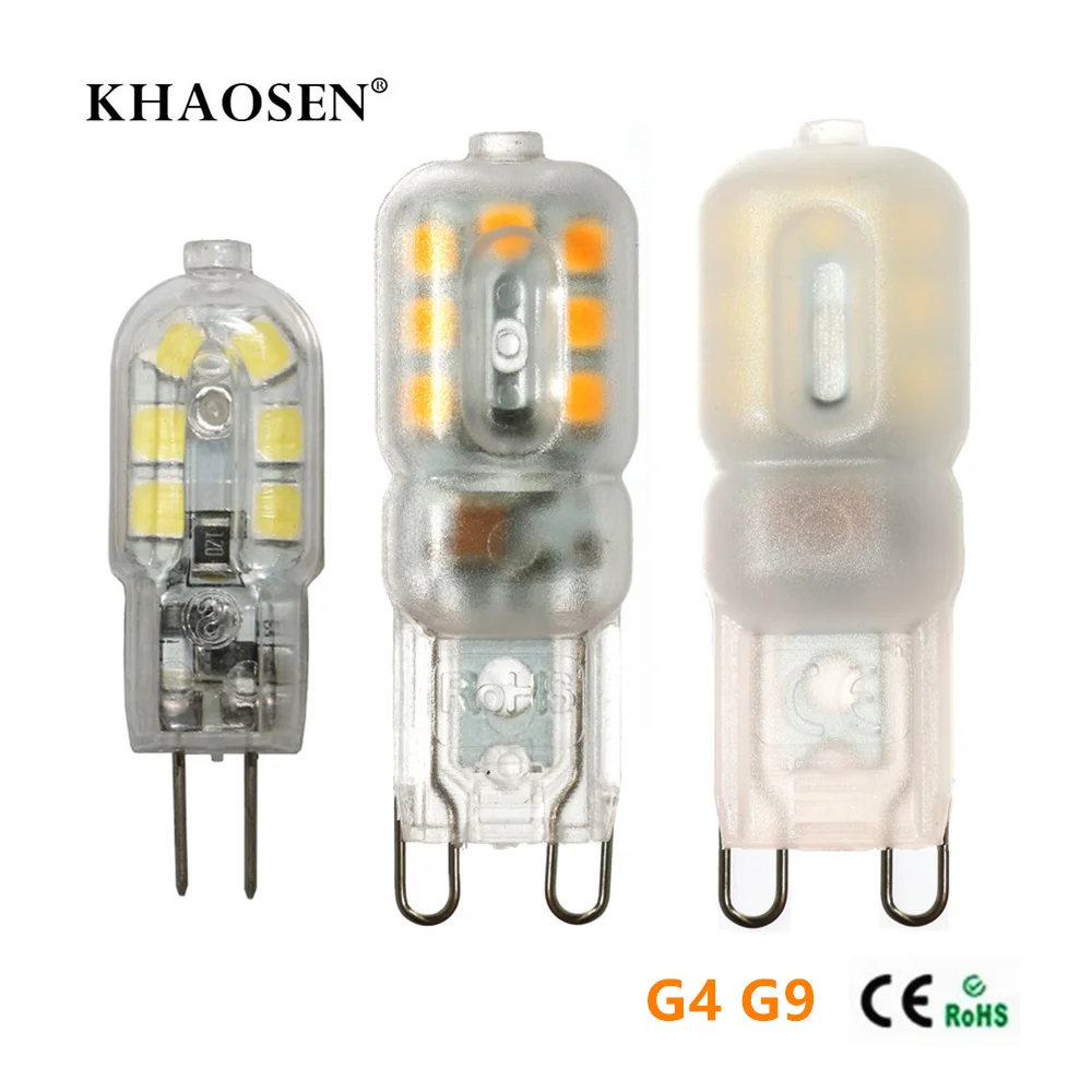 

Светодиодная мини-лампа Khaosen G4 G9, 3 Вт, 220 В/230 В переменного тока, 12 В постоянного тока, SMD2835, лампа для прожектора, люстры, сменные галогенные ла...