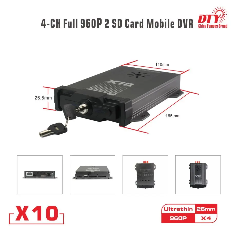 X10 GPS Прямая поставка с фабрики 4 канала 720 P двойная sd карта mdvr для автомобиля 4ch ahd