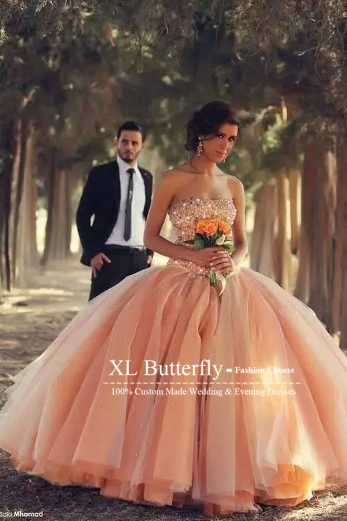 Vestido де noiva 2015 милая шеи паффи мягкого фатина бальное платье роскошные горный