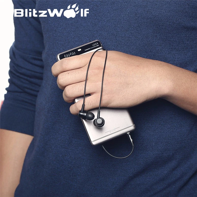 Blitzwolf BW ES1 3.5mm вкладыши Шум Отмена наушники стерео Графен С микрофоном для