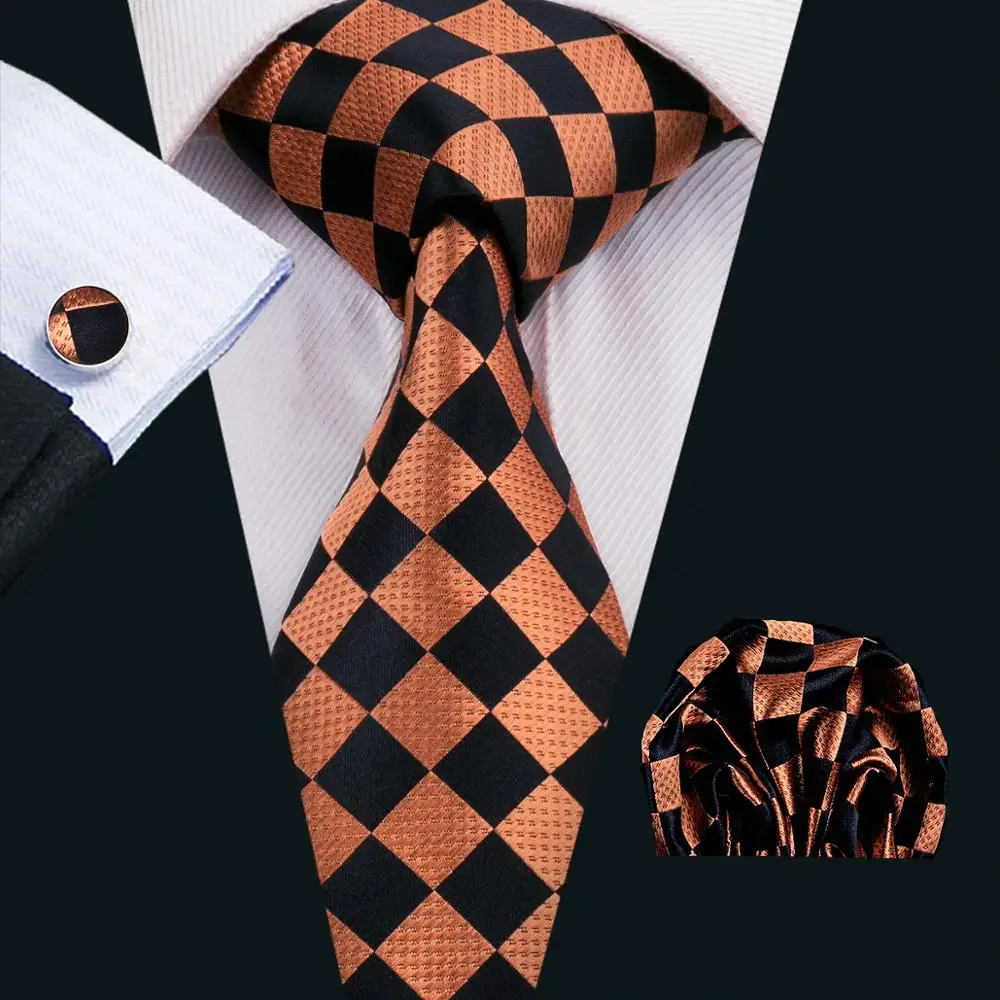 

FA-1563 2018 New Fashion Mens Tie Plaids Silk Jacquard Woven Gravata Necktie Hanky Cufflinks Set For Business Wedding Party