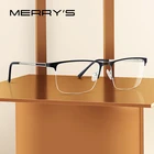 MERRYS Дизайнерские мужские титановые очки , оправа, Ультралегкая квадратная оправа, очки для близорукости по рецепту, мужские полуоптические оправы S2014