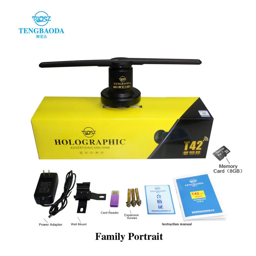 TBDSZ Модернизированный 42 см/16,5" Wifi 3D шлем-проектор голограмм голографический проигрыватель голый глаз светодиодный дисплей вентилятор реклама свет управление приложением