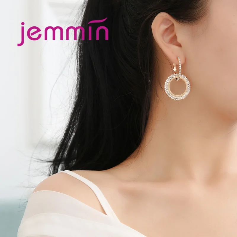 

Fashion Popular Shiny Round Hoop Earrings For Women Girls Ladies Silver Anniversary Gift Rose Gold Earrings Hot