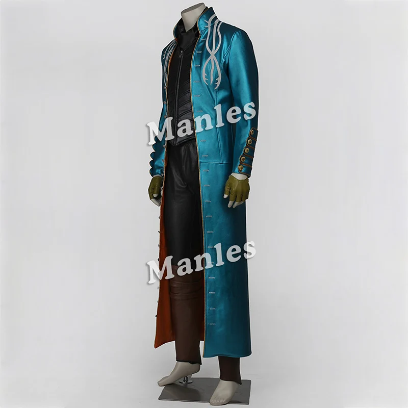 Hot Game Vergil Cosplay Costume Nelo Angelo Leather Coat Pants Outfit Superhero Adult Men Halloween Carnival Outfit Custom Made