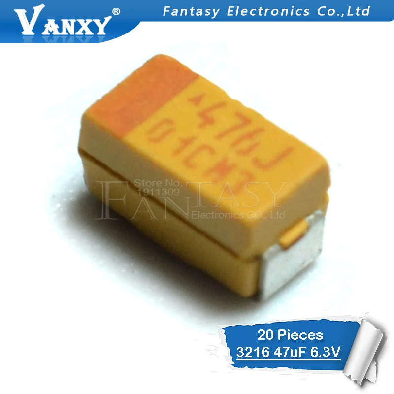 

20pcs A 3216 47uF 6.3V 476C SMD tantalum capacitor