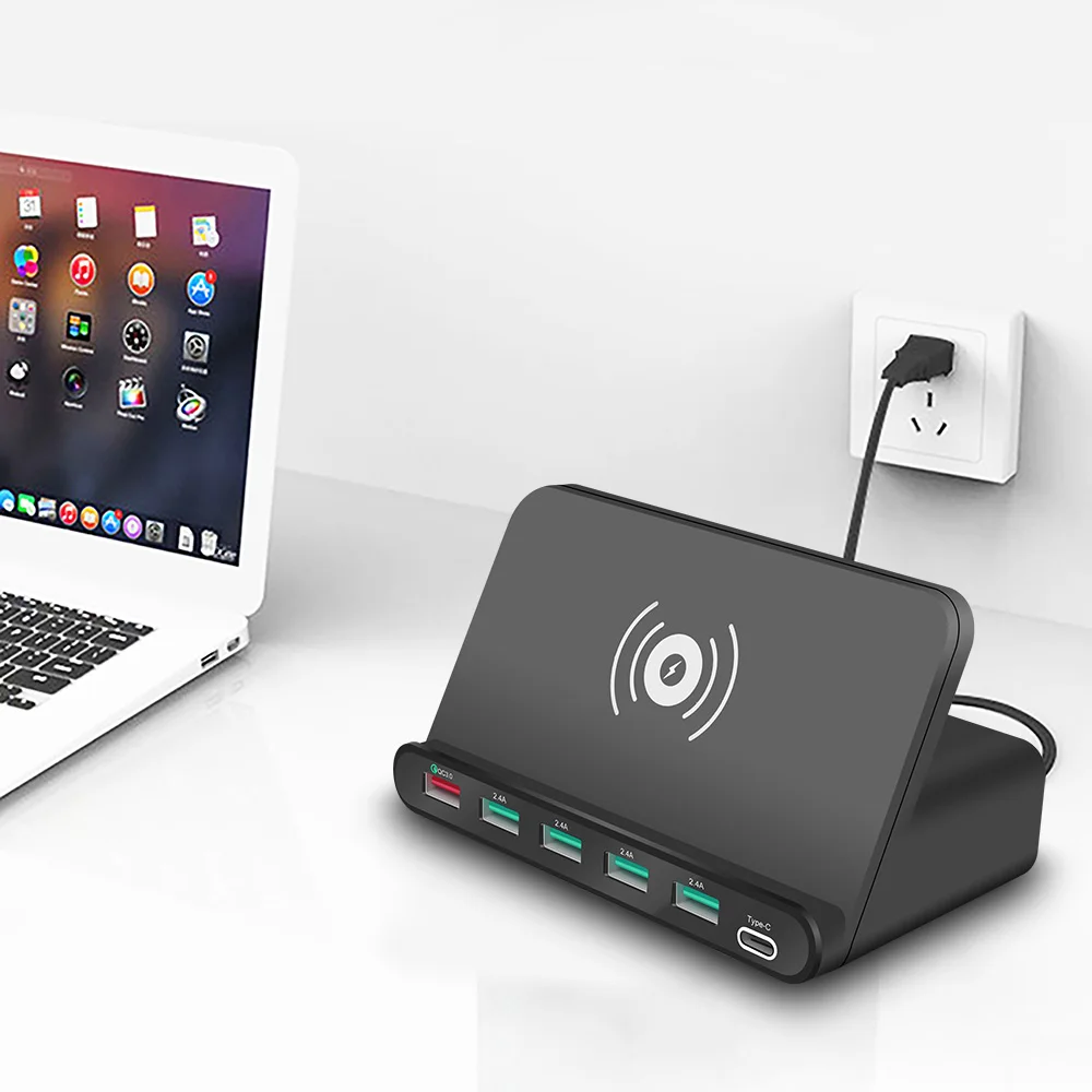 Зарядное устройство с несколькими usb-портами QC3.0 usb зарядная док-станция 10 Вт Qi