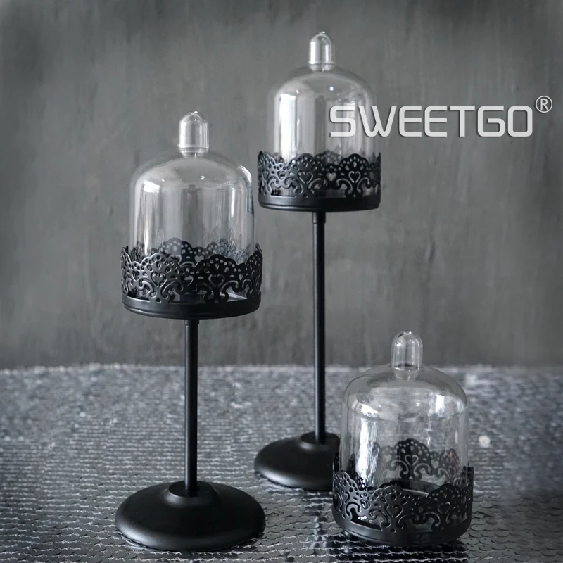 1 Pcs Black Mini Iron Wedding Party Decoration Cake Stands Dessert Fruit Cakecup Plate Pan With PC Cover #1511250 | Дом и сад