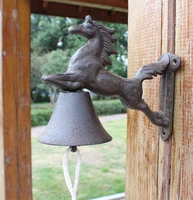 cast iron welcome dinner bell horse wall mount metal door bell home garden porch patio farm yard cabin ctaft outdoor decoration