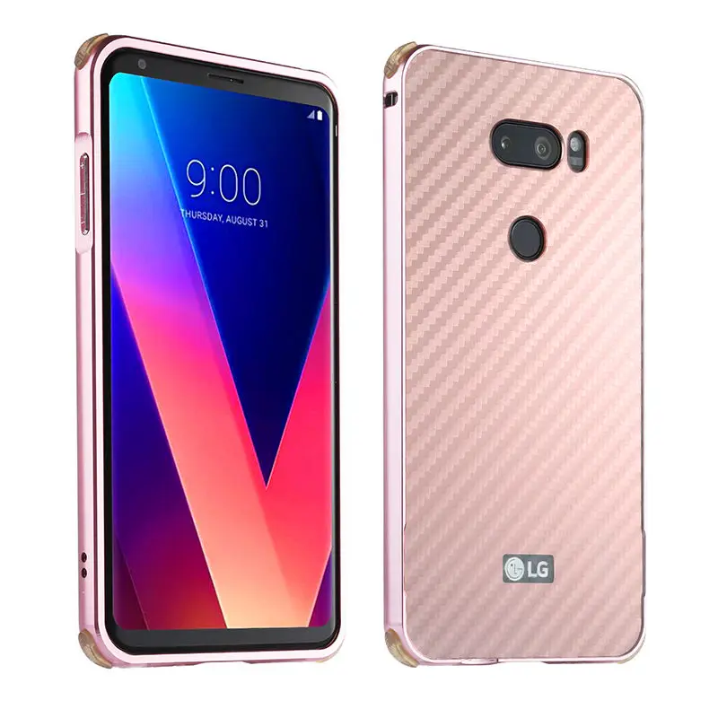 For LG V 30 V30 H930 H933 Case Aluminum Metal Frame+Carbon Fiber Hard Cover for Shockproof Phone Shell |