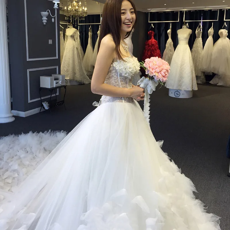 Романтический Свадебные Платья Vestido Де Noiva Line Милая С Цветком Свадьба Dressse Томара