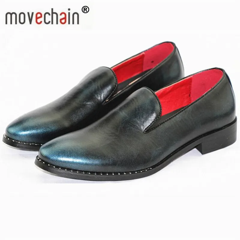 Новинка мужские мокасины Movechain из натуральной кожи под змеиную кожу повседневные
