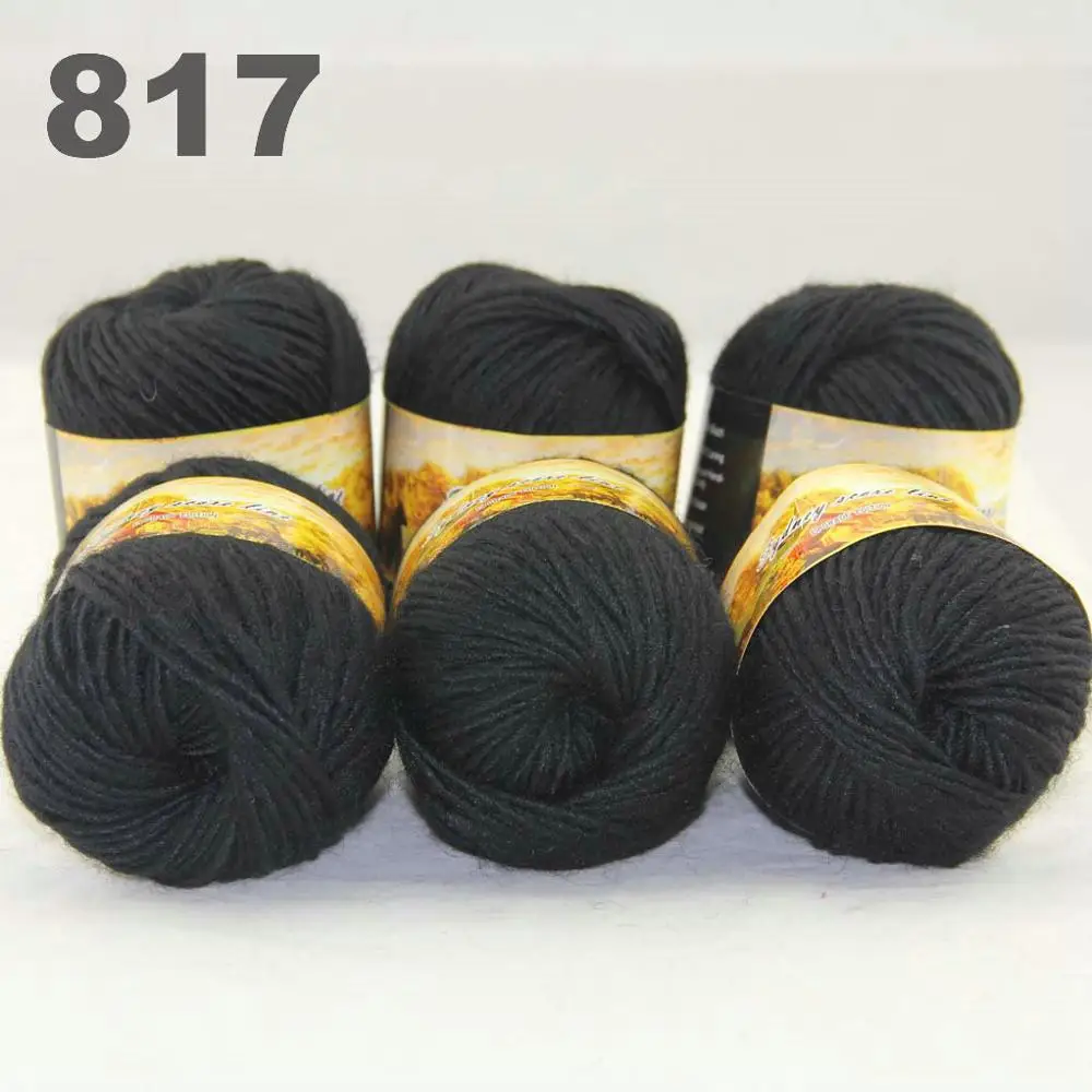 817 Black 6x50gr Skeins новая массивная ручная крупная вязка забивает шерстяную пряжу 522-пряжа - Цвет: 817 Black