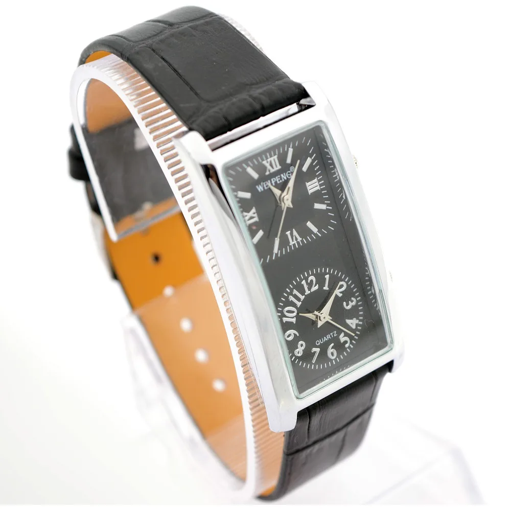 Новые женские наручные часы с двумя часовыми поясами кварцевые черные из