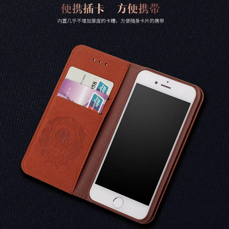 Ретро холст кожаный бумажник чехол Роскошный флип для iPhone 6 6s 7 Plus Coque силиконовый