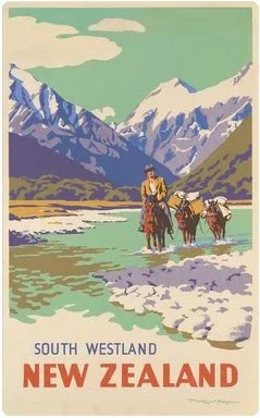 Купить новозеландские яблоки NZ старинный ретро-постер из путешествия холст