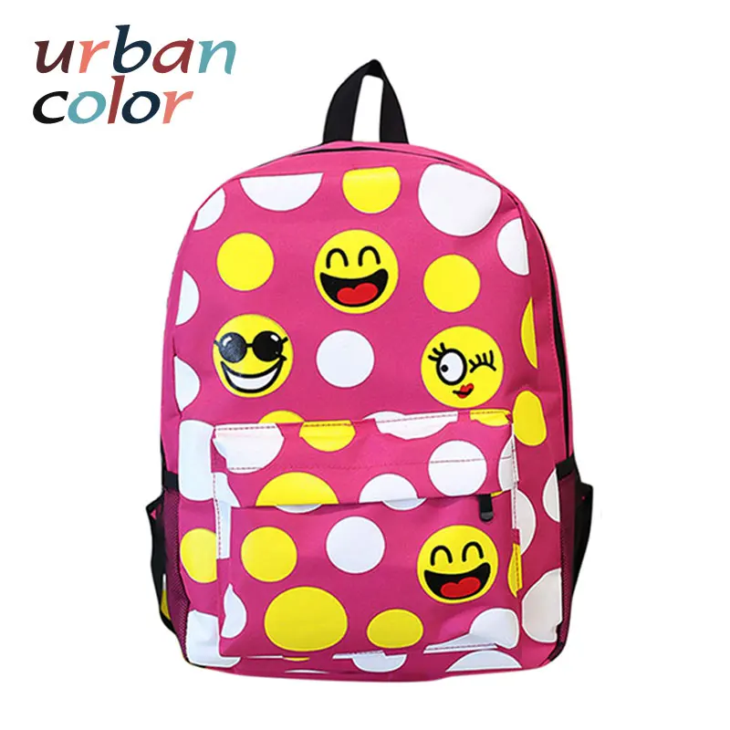 2017 Модный принт 3D рюкзак Эмодзи из оксфордской ткани с улыбающимся лицом, повседневные школьные сумки для подростковых девочек, милый путешественнический багаж.