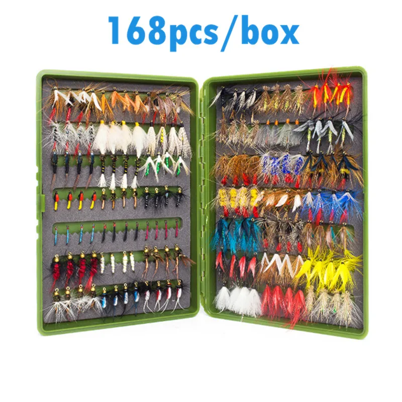 Набор рыболовных мушек 168 шт. для влажной и сухой рыбалки|fishing lure|bait lurefly fishing lure |