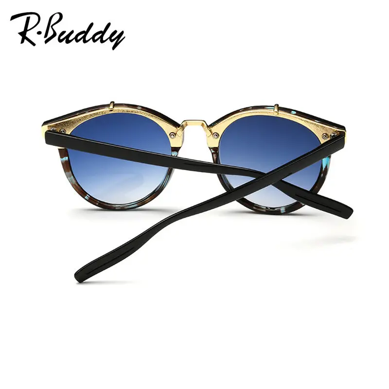 RBUDDY Люксовый Бренд Полукадра Cat Eye Солнцезащитные Очки 2016 Мода женщины Зеркало На
