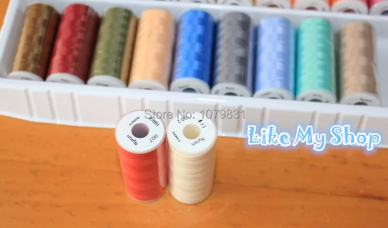 free shipping 30 assorted colors nylon overlocking sewing thread high tenacity 100D/2 | Дом и сад