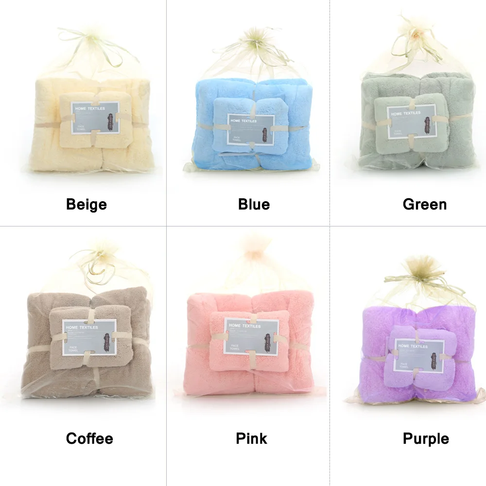 

2Pcs/Set Soft Comfortable Microfiber Towel Coral Fleece Bath Towels Water Absorption Face Towel For Shower Bathroom Accessories
