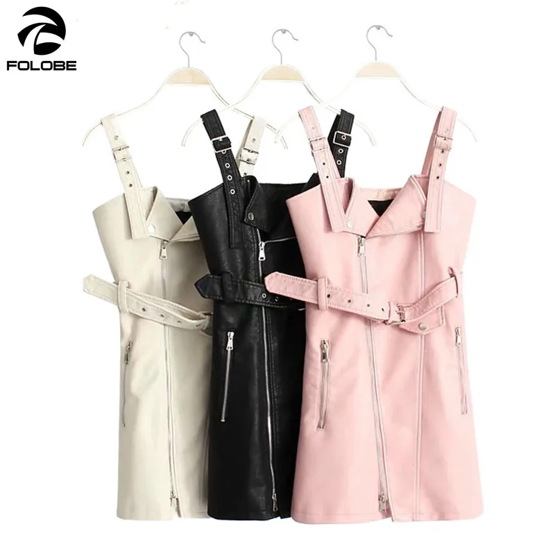 FOLOBE/женское платье из искусственной кожи Сезон весна лето Модные Винтажные мини
