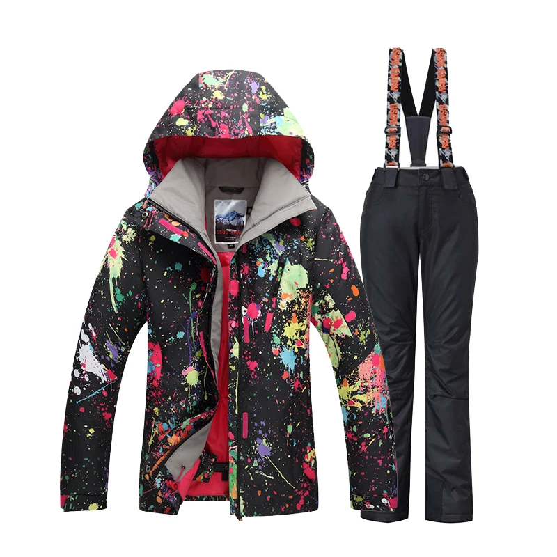 Gsou снег Лыжная куртка Брюки для девочек ветрозащитный Водонепроницаемый уличная