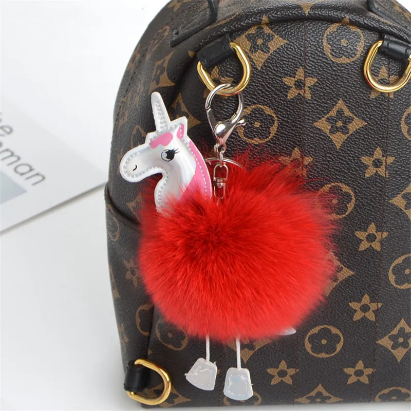 Брелок с изображением фламинго из лисьего меха аксессуары для рюкзака брелок