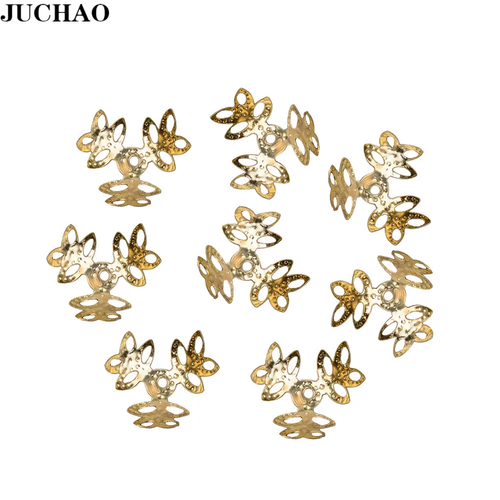 

JUCHAO 100pcs/ lot Jewelry Findings Component Bead Caps Hollow Petal Torus Beaded Flower Hat Necklace Jewelry Accessories