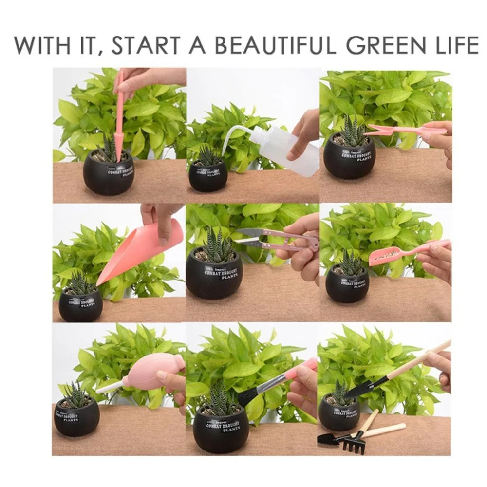 

16 PCS Gardening Tools Set Bonsai Miniature Shovel Rake Hand Tools Transplanting Succulent Planting Kit Garden Accessories @Q
