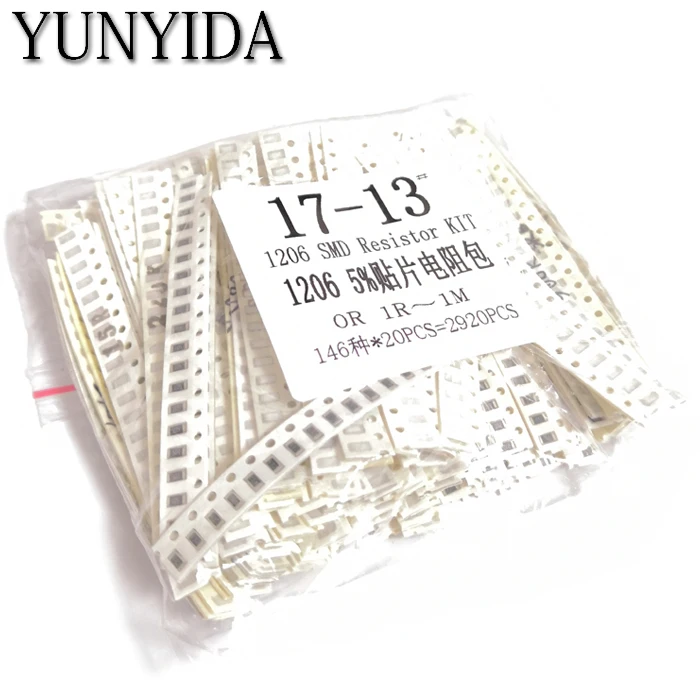 Комплект резисторов 1206 SMD набор сделай сам 0R 1R ~ 1M 146valuesx20 шт. = 2920 бесплатная