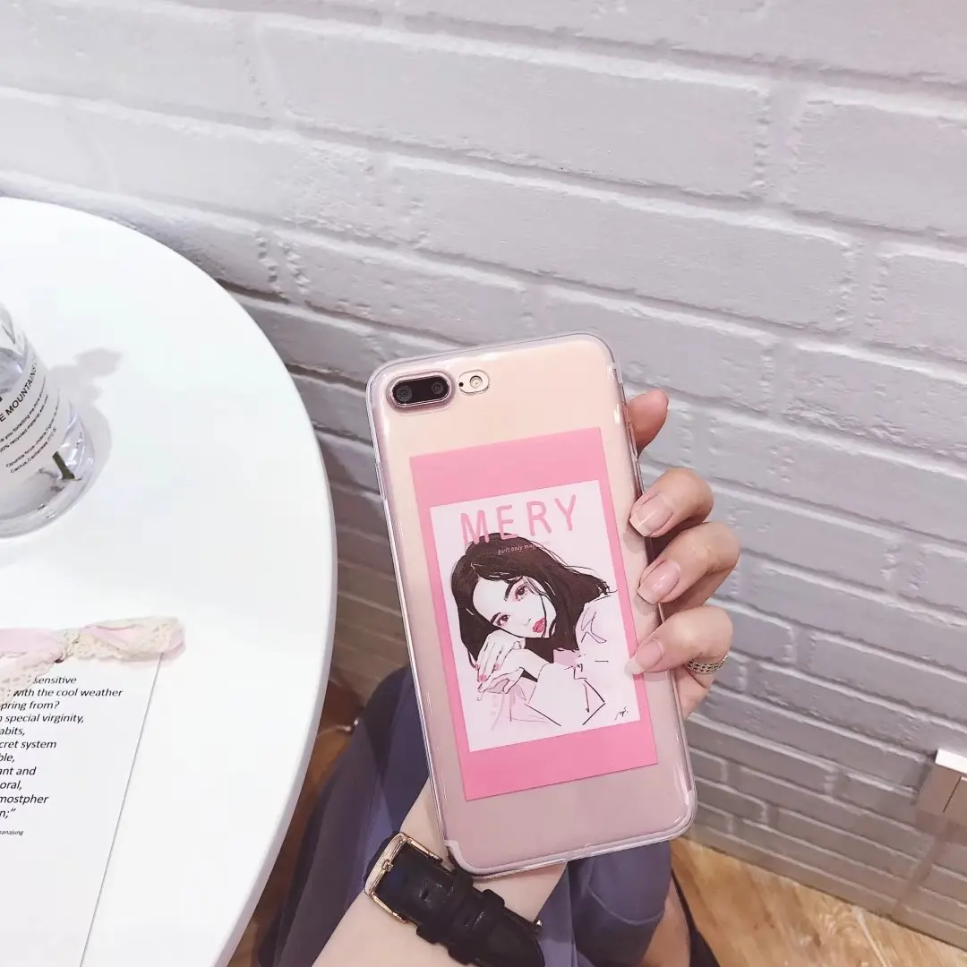 Мультфильм чехол для iPhone 7 Чехол прозрачный силиконовый beatutiful цветы Телефонные