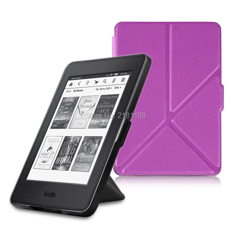 Текстурированный кожаный чехол подставка оригами для Kindle Paperwhite(2012 2016)|cover for kindle