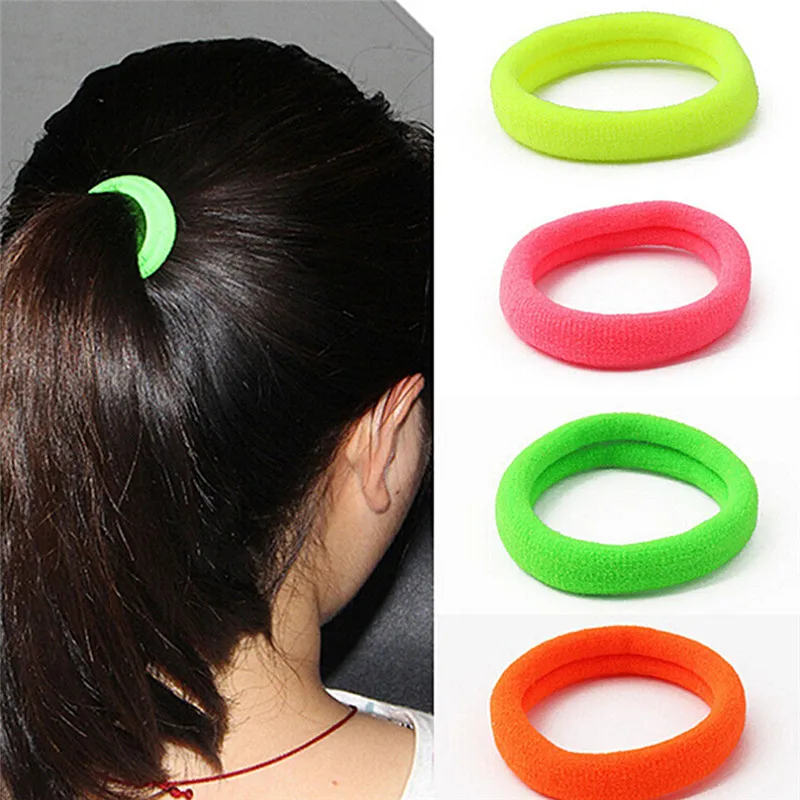 

Drop Shipping 50Pcs Hair Ties candy Color Seamless Elastic Ropes Girls' Hair Bands Kids Hair Accessories dia 4.5cm